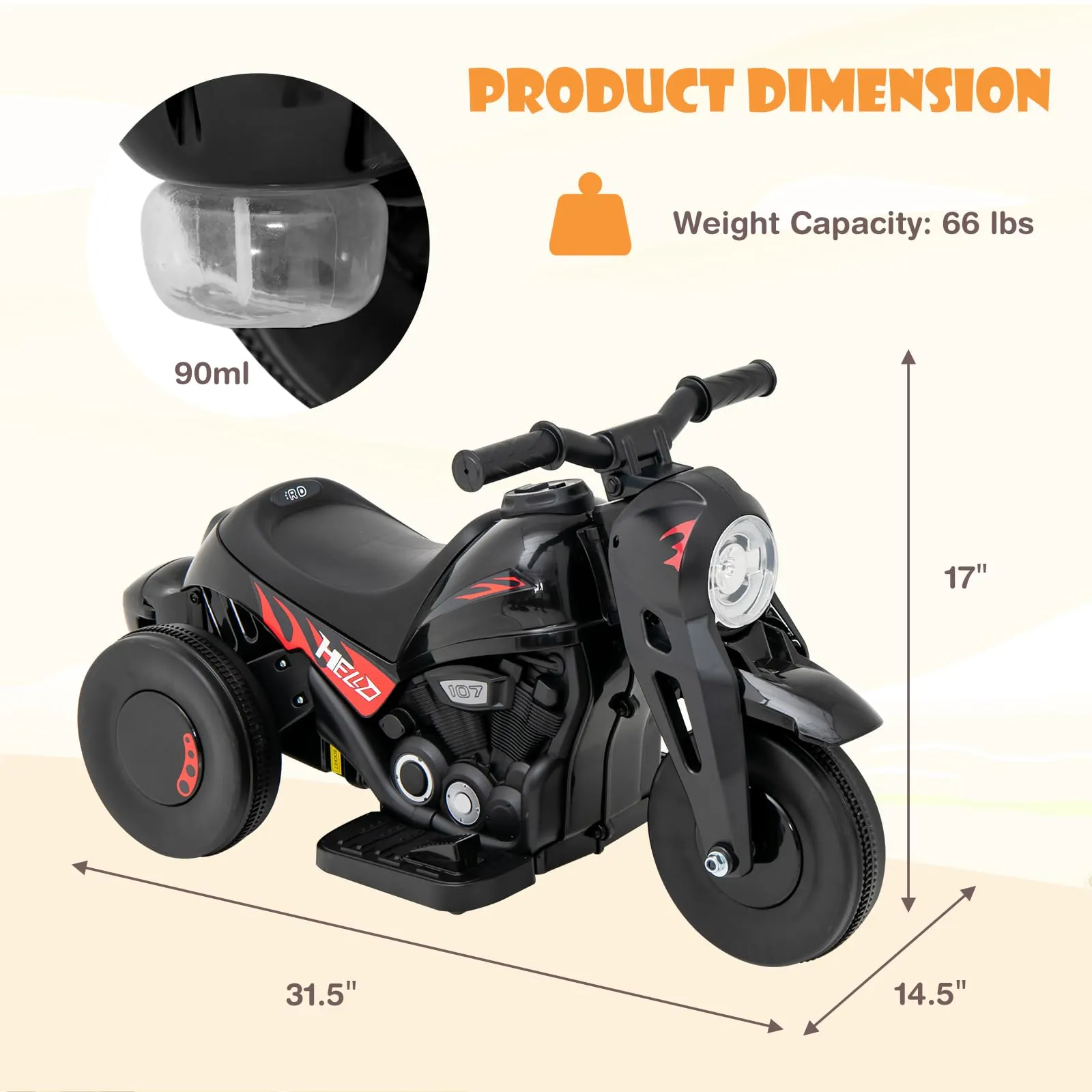 INFANS Kids Motorcycle, 6V Electric Ride on Car with Automatic Bubble Function for Children, Toddler Ages 3 