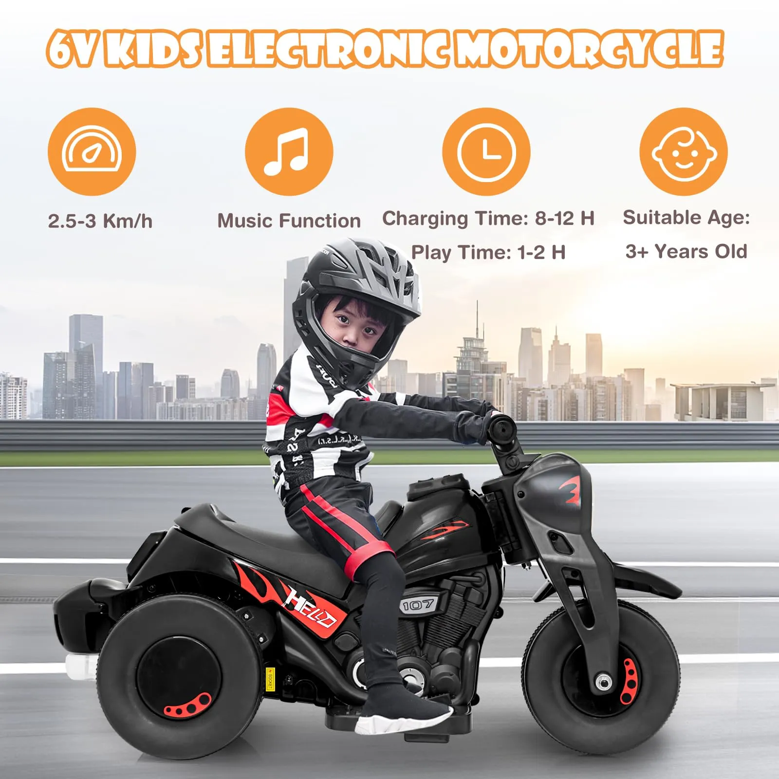 INFANS Kids Motorcycle, 6V Electric Ride on Car with Automatic Bubble Function for Children, Toddler Ages 3 