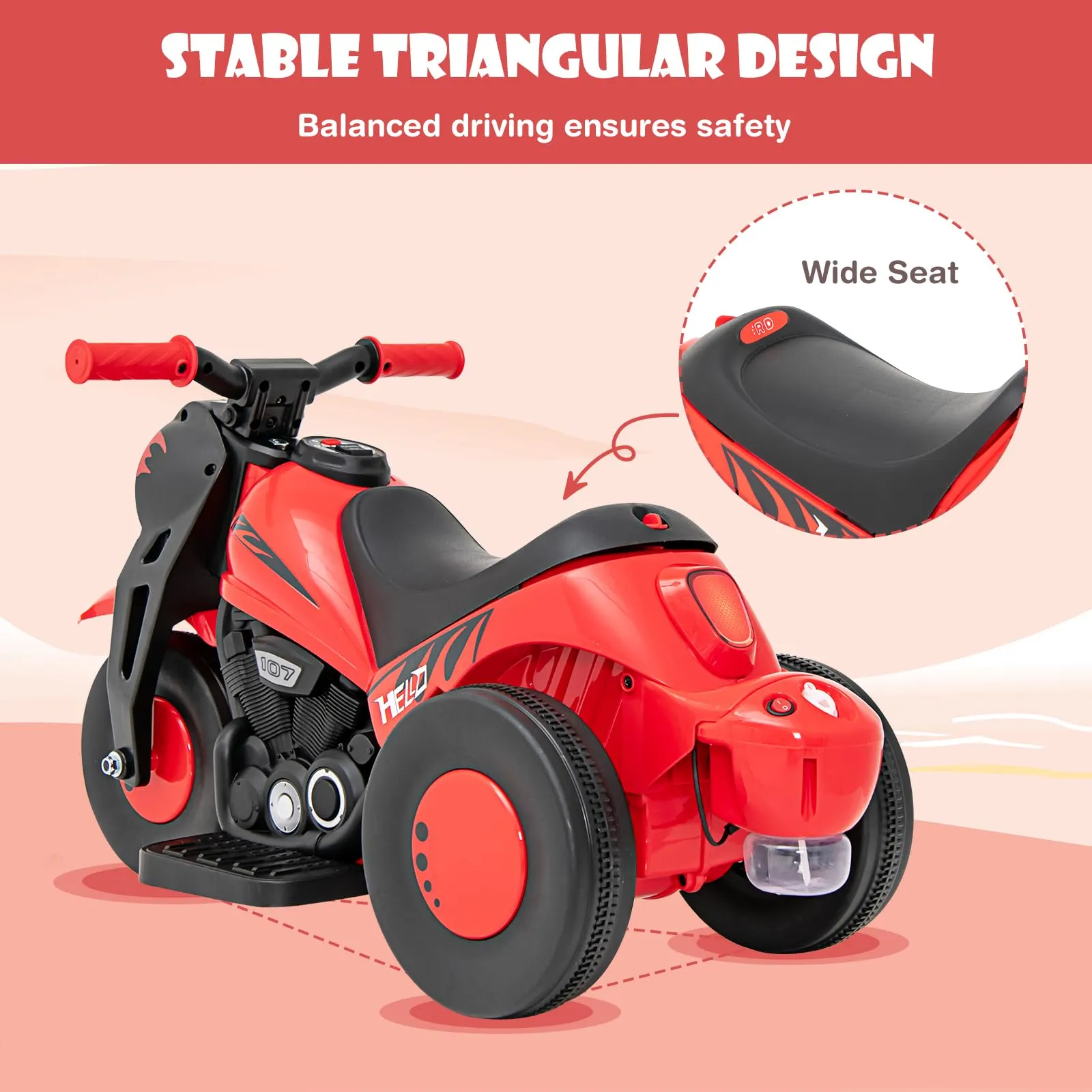 INFANS Kids Motorcycle, 6V Electric Ride on Car with Automatic Bubble Function for Children, Toddler Ages 3 