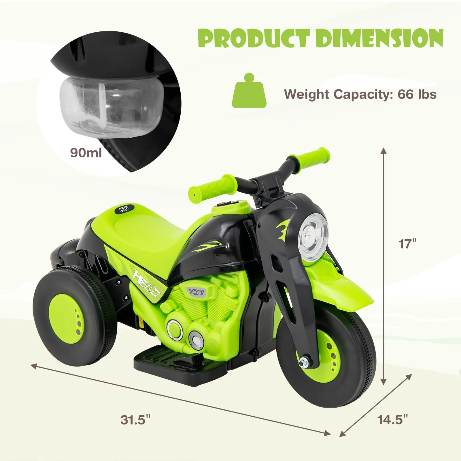 INFANS Kids Motorcycle, 6V Electric Ride on Car with Automatic Bubble Function for Children, Toddler Ages 3 