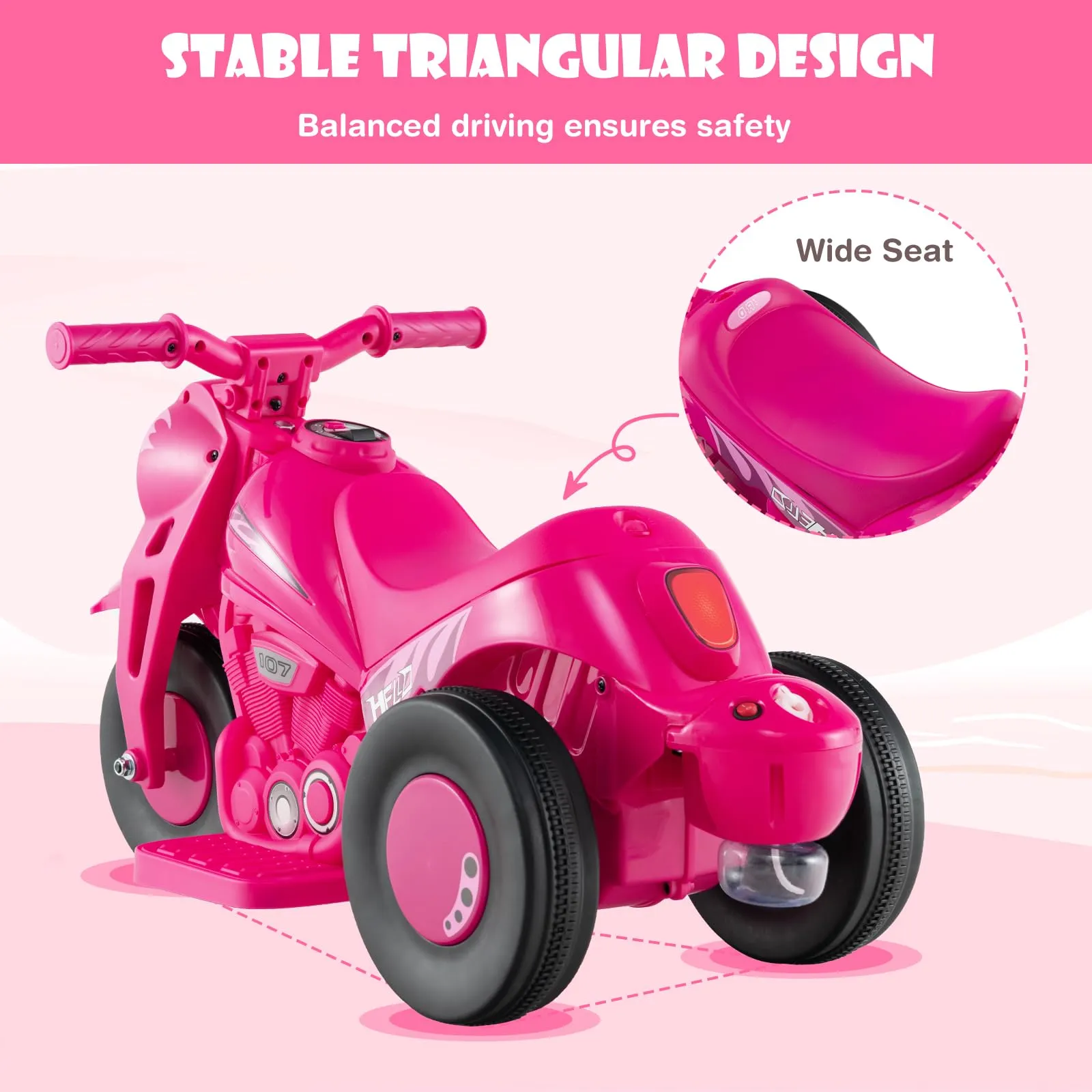 INFANS Kids Motorcycle, 6V Electric Ride on Car with Automatic Bubble Function for Children, Toddler Ages 3 