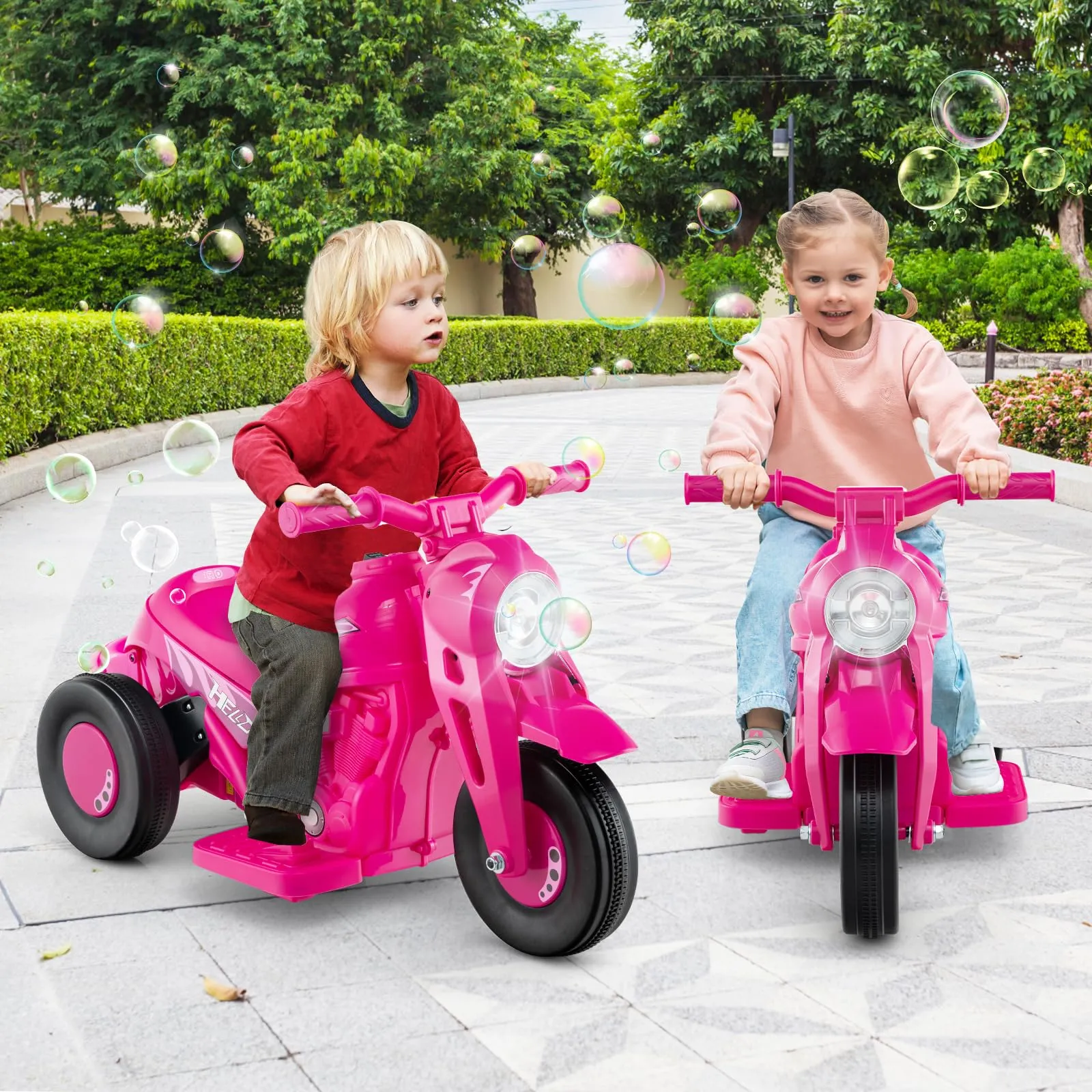 INFANS Kids Motorcycle, 6V Electric Ride on Car with Automatic Bubble Function for Children, Toddler Ages 3 