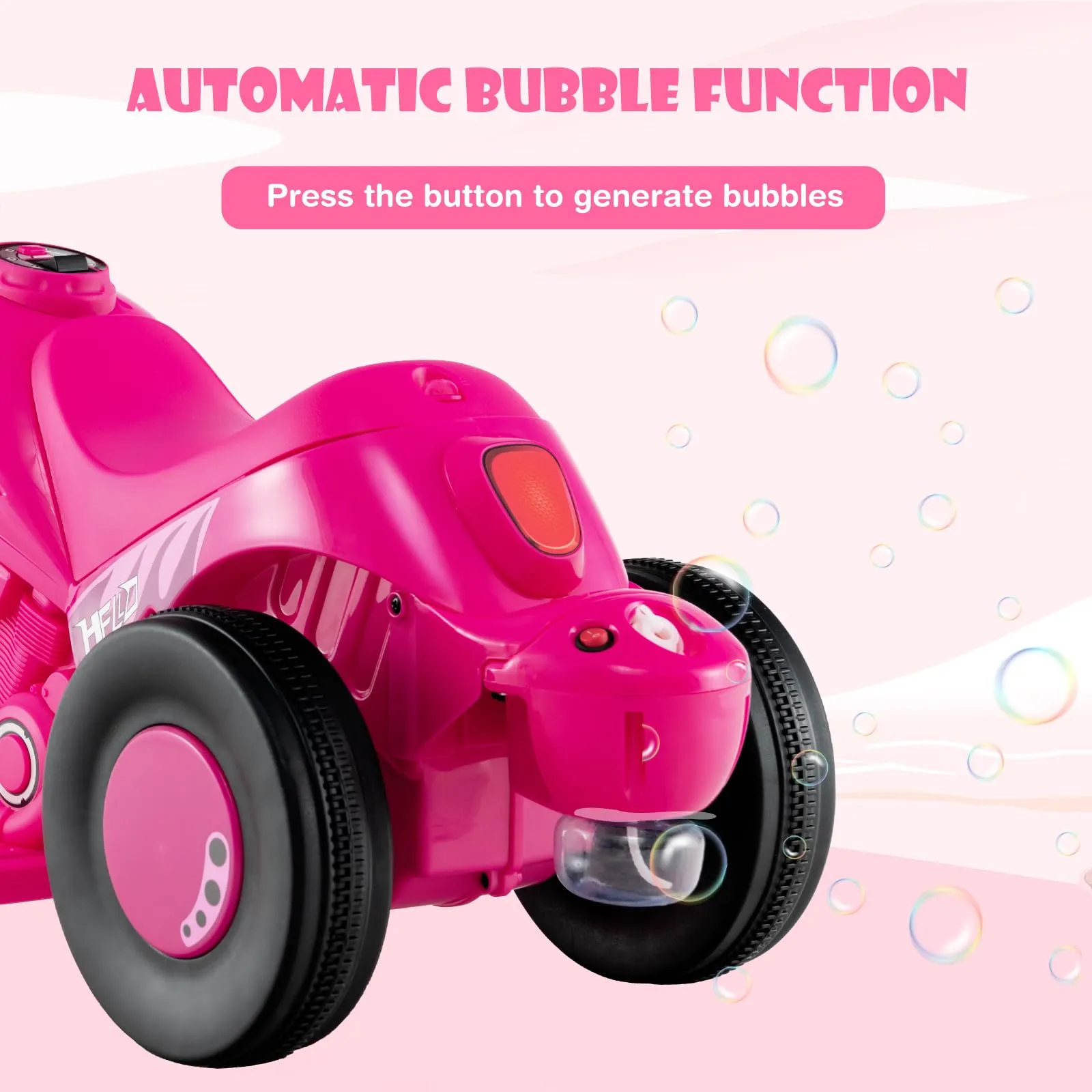 INFANS Kids Motorcycle, 6V Electric Ride on Car with Automatic Bubble Function for Children, Toddler Ages 3 