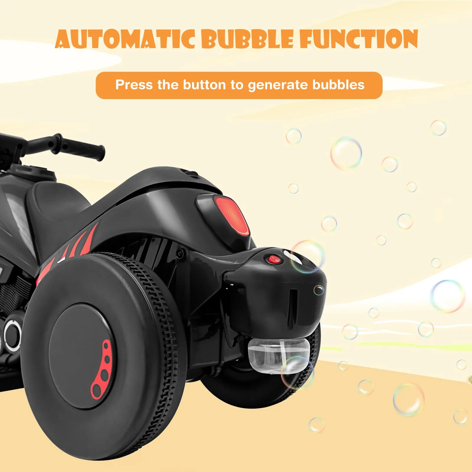 INFANS Kids Motorcycle, 6V Electric Ride on Car with Automatic Bubble Function for Children, Toddler Ages 3 