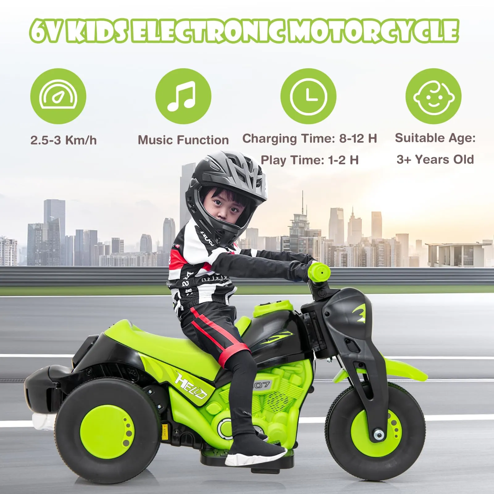 INFANS Kids Motorcycle, 6V Electric Ride on Car with Automatic Bubble Function for Children, Toddler Ages 3 