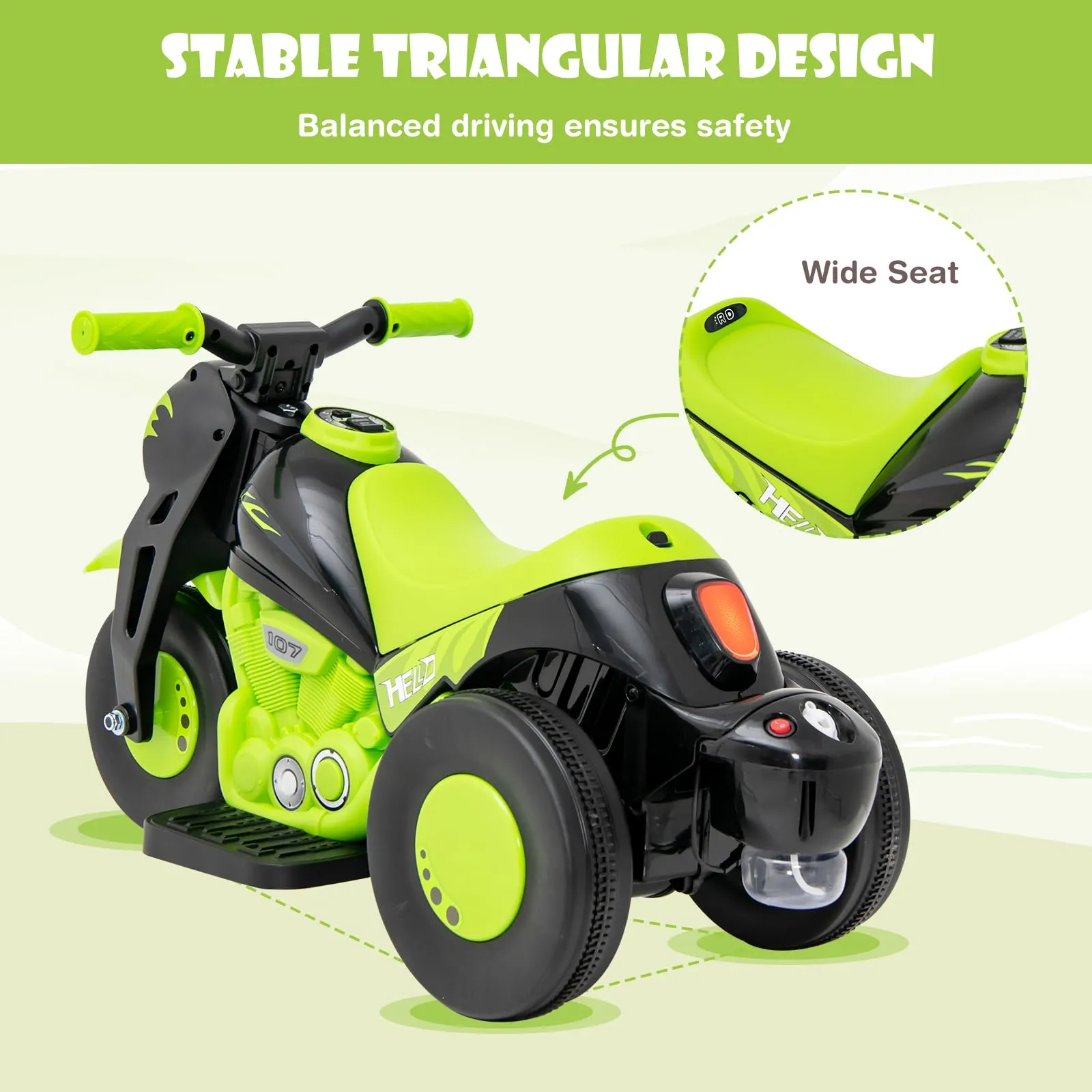 INFANS Kids Motorcycle, 6V Electric Ride on Car with Automatic Bubble Function for Children, Toddler Ages 3 