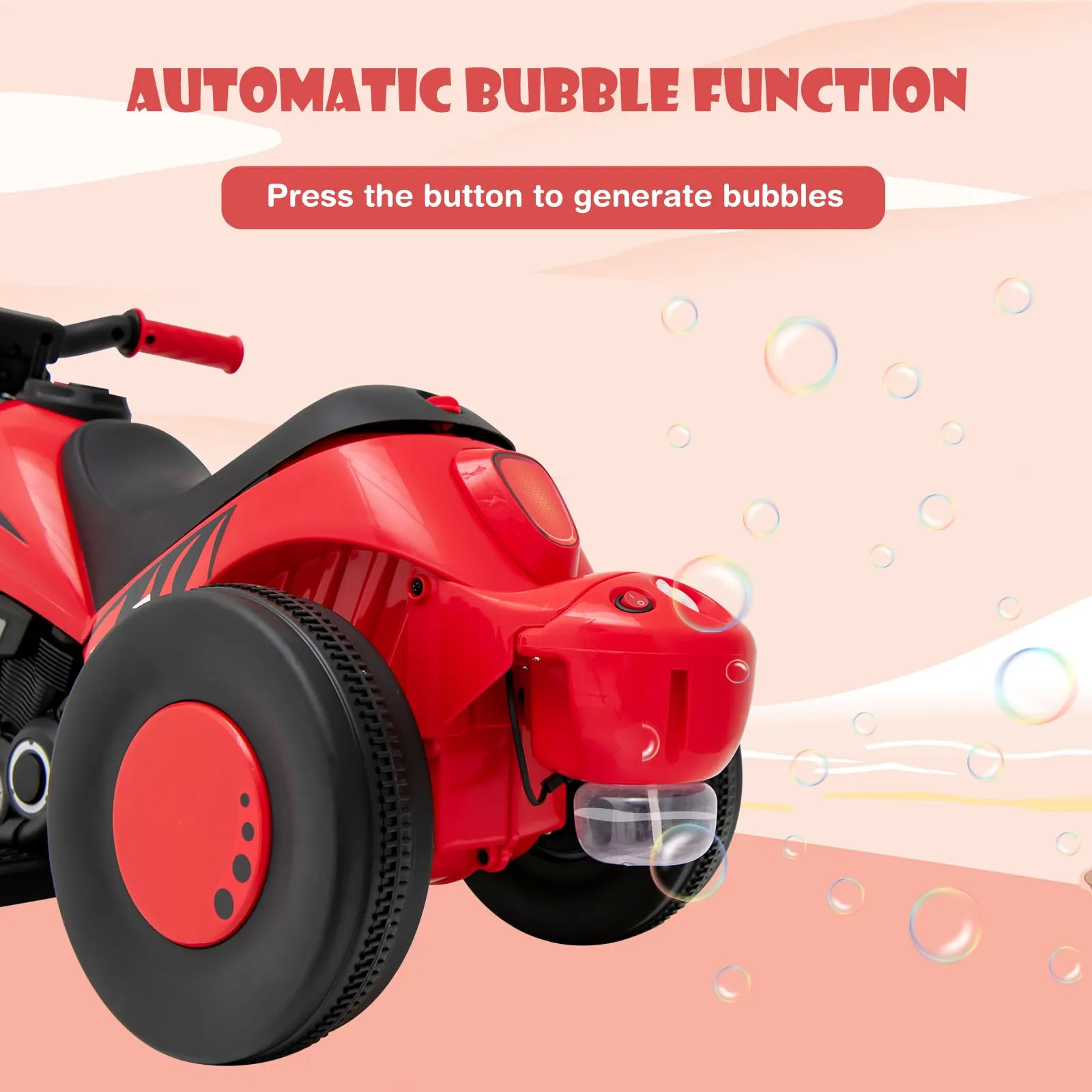 INFANS Kids Motorcycle, 6V Electric Ride on Car with Automatic Bubble Function for Children, Toddler Ages 3 