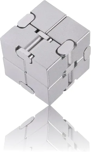 Infinity Cube Fidget Toy - Aluminum Alloy Anti-Stress and Anxiety Finger Flip Cube for illuminate icy pluralism pella micron Adults$ Men$ and Women$ Ideal Desk Toy for Work or Home - Infinity Cube Desk Toy (Silver) Metal 