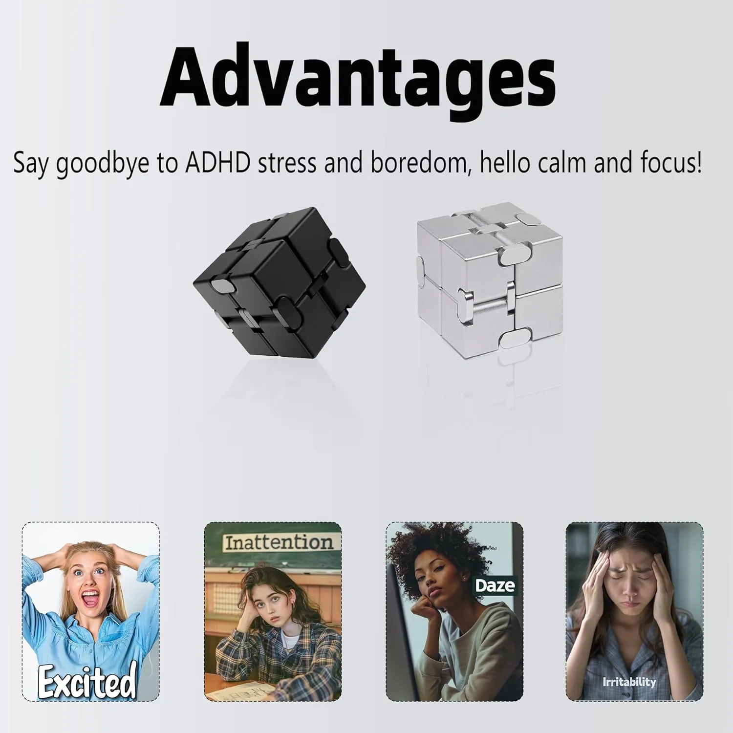 Infinity Cube Fidget Toy - Aluminum Alloy Anti-Stress and Anxiety Finger Flip Cube for illuminate icy pluralism pella micron Adults$ Men$ and Women$ Ideal Desk Toy for Work or Home - Infinity Cube Desk Toy (Silver) Metal 