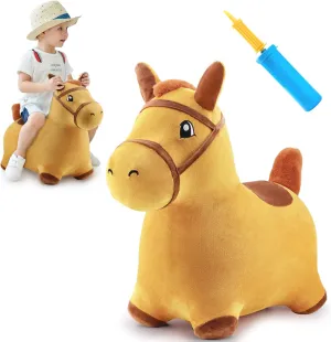 Inflatable Bouncing Animal Hopper Toy, Outdoor Indoor Plush Ride on Bouncer, Baby Birthday Gift 18 Month 2 3 4 Year Old Kid - Horse iPlay, workweek iLearn Bouncy Pals Hopping Horse, Toddler Girl Boy 