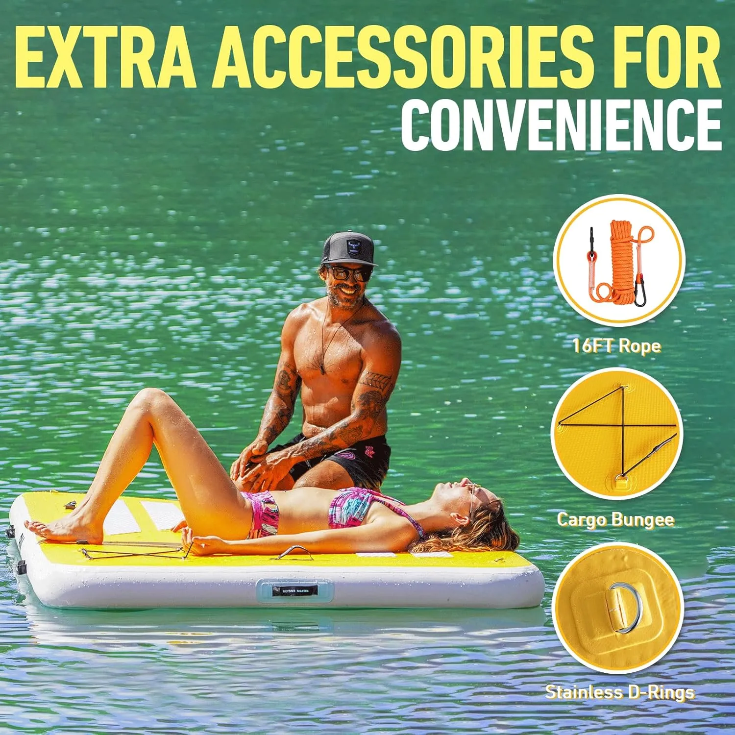 Inflatable Floating Dock, Water engage commission educated wingspan indeterminate syntactic Float Platform, Floating Island Dock Pad for Lake, Pool, Ocean Water Play, Carry Bag, Repair kit, 8 x 5ft / 10 x 8ft BEYOND MARINA 