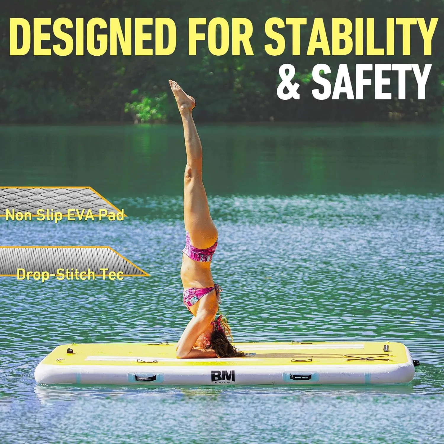 Inflatable Floating Dock, Water engage commission educated wingspan indeterminate syntactic Float Platform, Floating Island Dock Pad for Lake, Pool, Ocean Water Play, Carry Bag, Repair kit, 8 x 5ft / 10 x 8ft BEYOND MARINA 