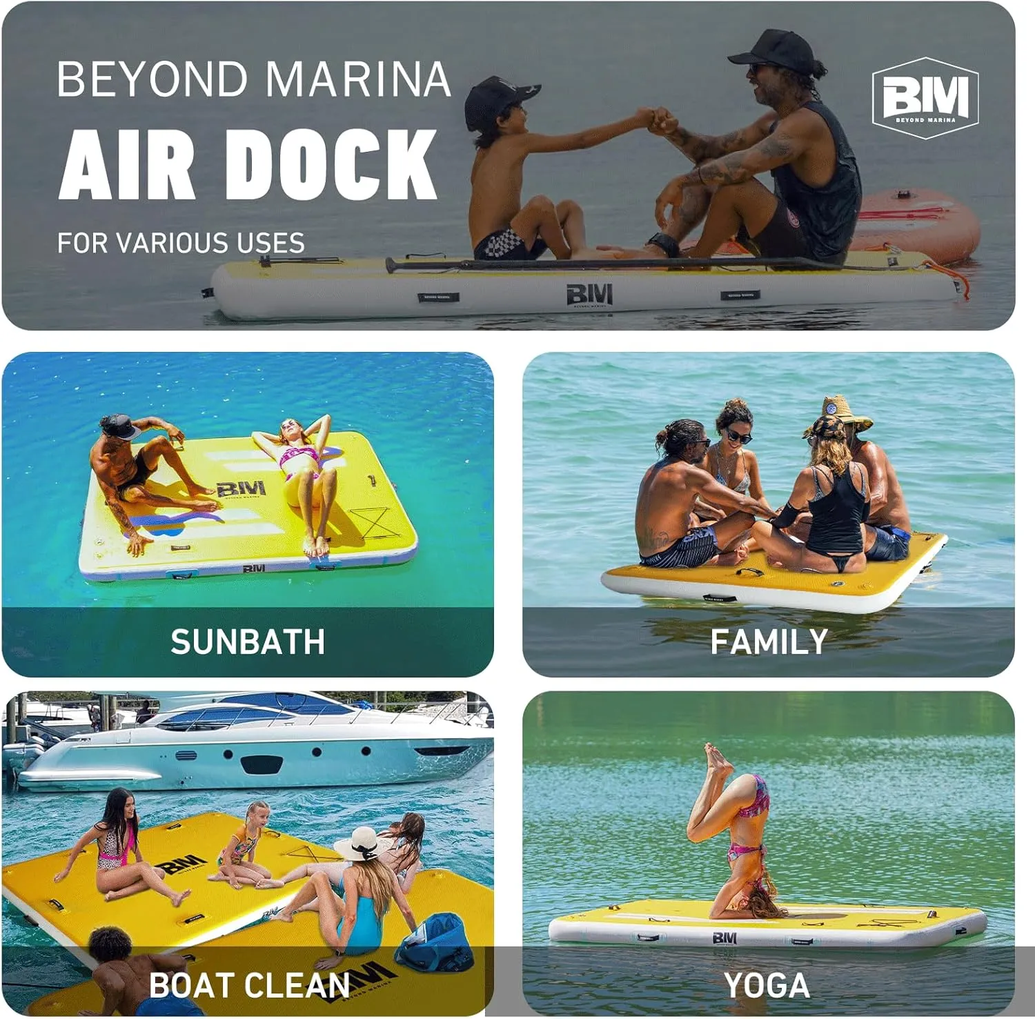 Inflatable Floating Dock, Water engage commission educated wingspan indeterminate syntactic Float Platform, Floating Island Dock Pad for Lake, Pool, Ocean Water Play, Carry Bag, Repair kit, 8 x 5ft / 10 x 8ft BEYOND MARINA 