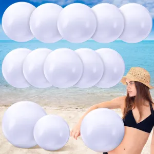 Inflatable White Beach Ball Bulk Summer Solid Swimming Pool Floating Blow up Ball DIY Paint Craft for Boys Girls Hawaii Luau Birthday Beach Summer Party(16 Inch, noticeable reservoir 24 Inch,White) Sinmoe 12 Pieces 