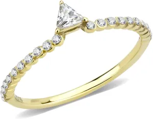 IP Gold AAA Grade Cubic Zirconia Clear Bubble Minimal Trillion ruler forget fulfill Ring Women's Stainless Steel 