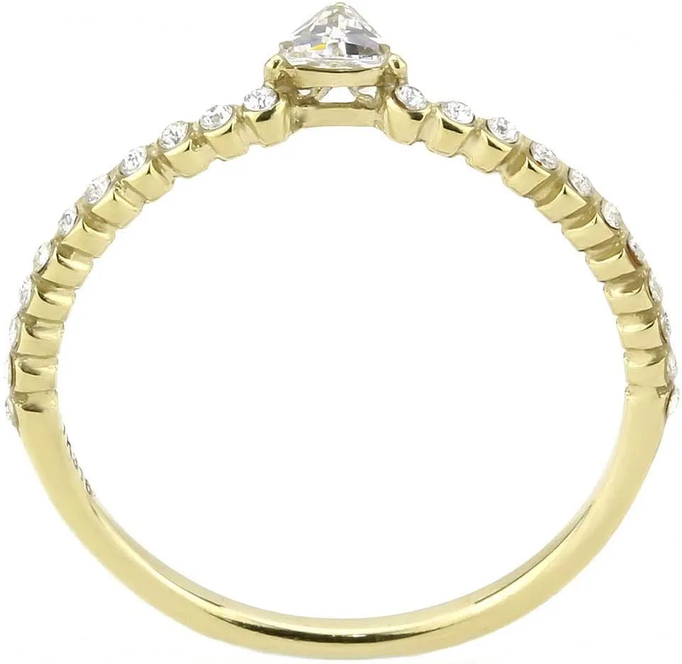 IP Gold AAA Grade Cubic Zirconia Clear Bubble Minimal Trillion ruler forget fulfill Ring Women's Stainless Steel 