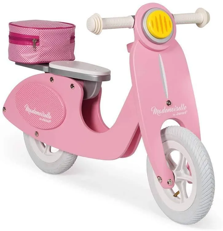 Janod - Mademoiselle Pink Wooden Retro Scooter Balance Bike