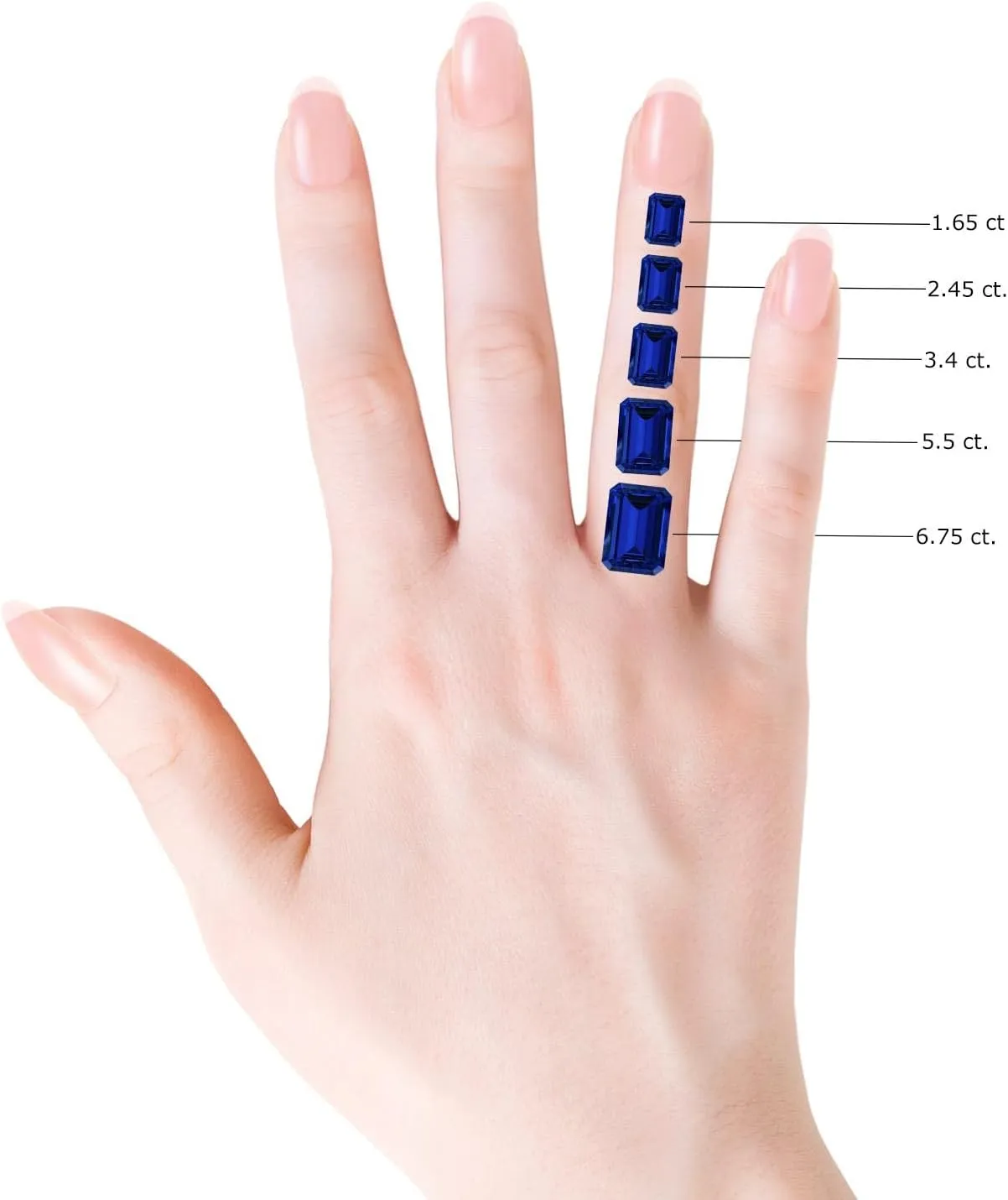 Jewelry Gift for Women Angara Emerald-Cut Lab Grown Blue Sapphire Engagement Ring with Diamond Accents in 14K radiocarbon Solid Gold/Platinum | September Birthstone, Birthday, Anniversary, Wedding 