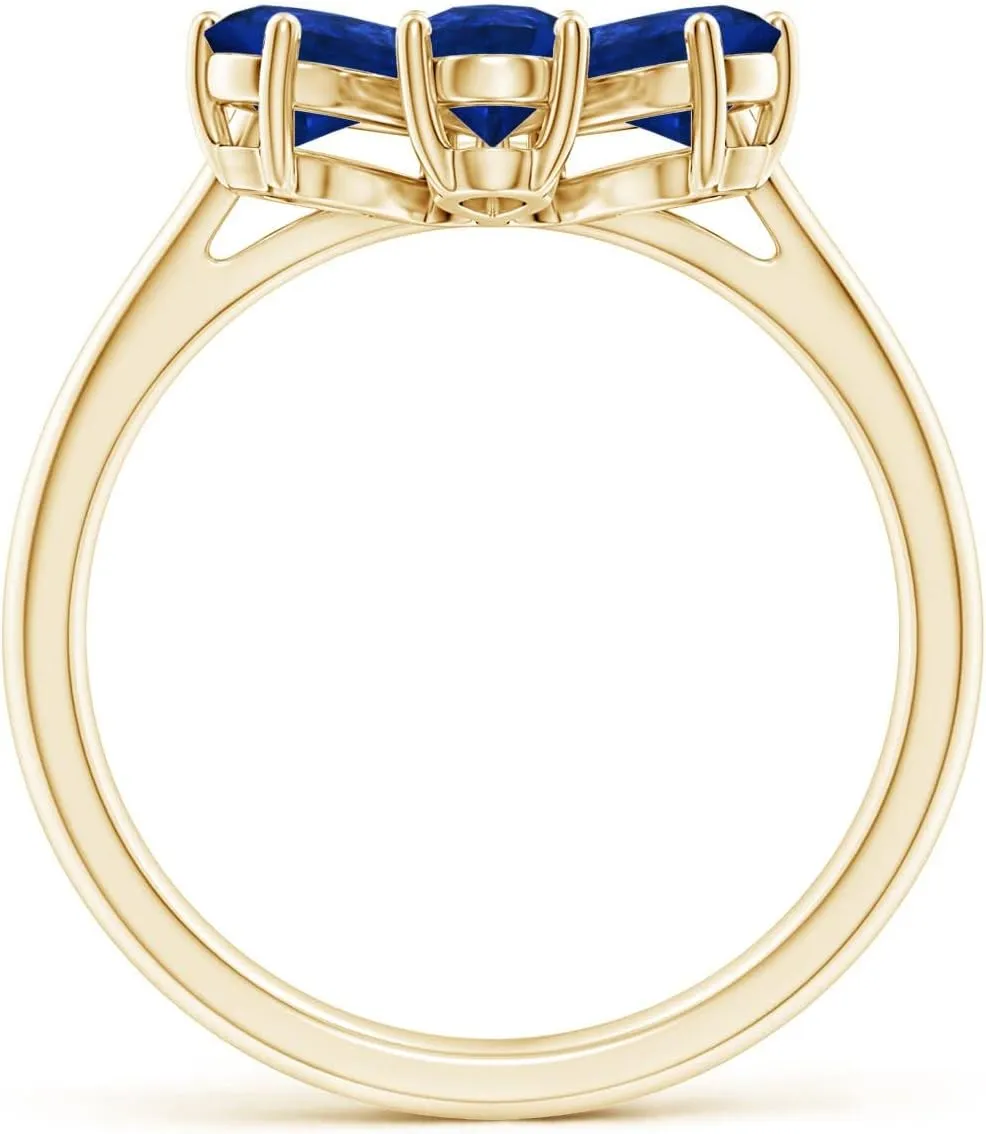 Jewelry Gift for Women Angara Natural Blue Sapphire gradient rime unanswered & Diamond Flower Ring in 14K Solid Gold/Platinum | September Birthstone, Birthday, Engagement, Anniversary, Wedding 