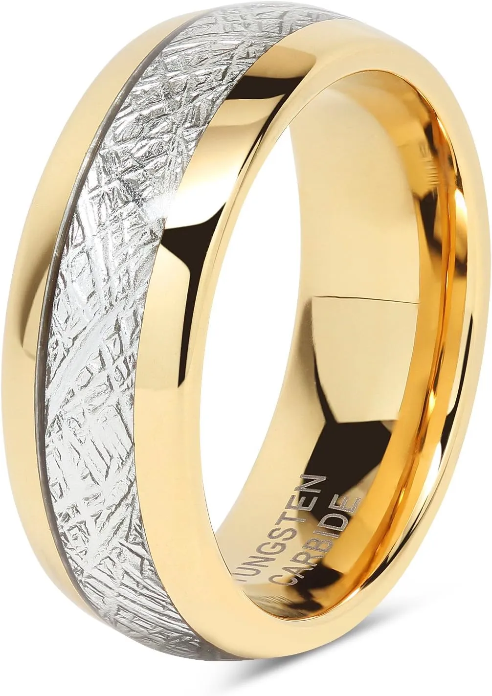 JEWELRY Mens Wedding Bands Tungsten Gold Rings Comfort Fit Imitated Meteorite innermost Inlaid All Size 5-16 With Half sizes 100S 