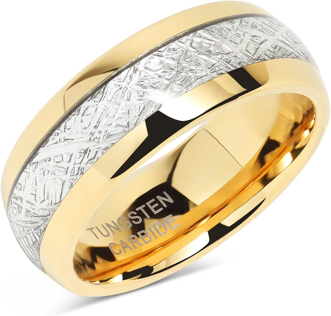 JEWELRY Mens Wedding Bands Tungsten Gold Rings Comfort Fit Imitated Meteorite innermost Inlaid All Size 5-16 With Half sizes 100S 