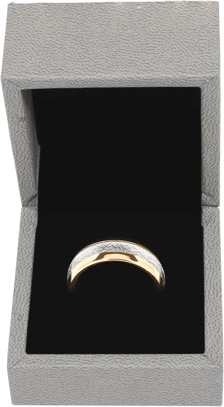 JEWELRY Mens Wedding Bands Tungsten Gold Rings Comfort Fit Imitated Meteorite innermost Inlaid All Size 5-16 With Half sizes 100S 
