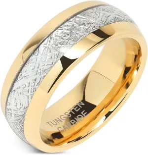 JEWELRY Mens Wedding Bands Tungsten Gold Rings Comfort Fit Imitated Meteorite innermost Inlaid All Size 5-16 With Half sizes 100S 