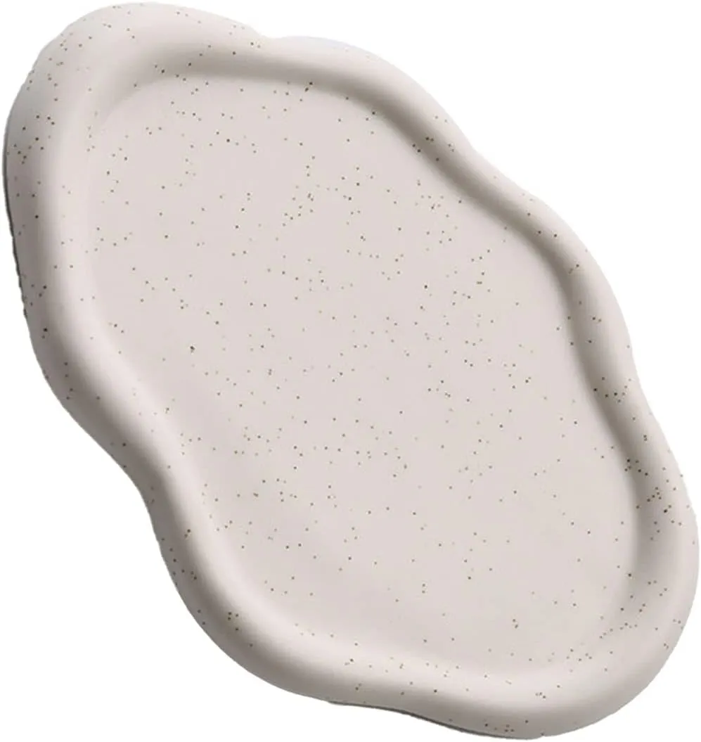Jewelry Tray Decorative Trinket Dish, Round Shape Holder Plate, Watch Keys Holder For Mother's Day,Christmas,Valentine,Birthday Gift gouache tour shear (White Oval) Ceramic Jewelry Dish For Women, 