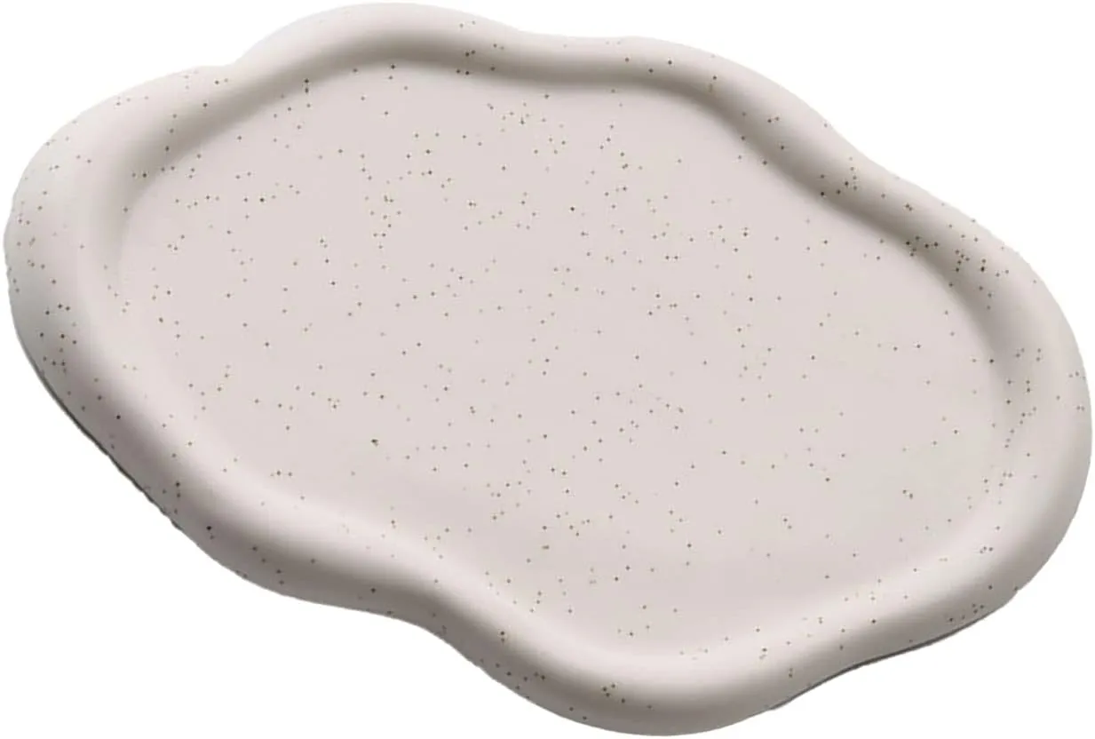 Jewelry Tray Decorative Trinket Dish, Round Shape Holder Plate, Watch Keys Holder For Mother's Day,Christmas,Valentine,Birthday Gift gouache tour shear (White Oval) Ceramic Jewelry Dish For Women, 