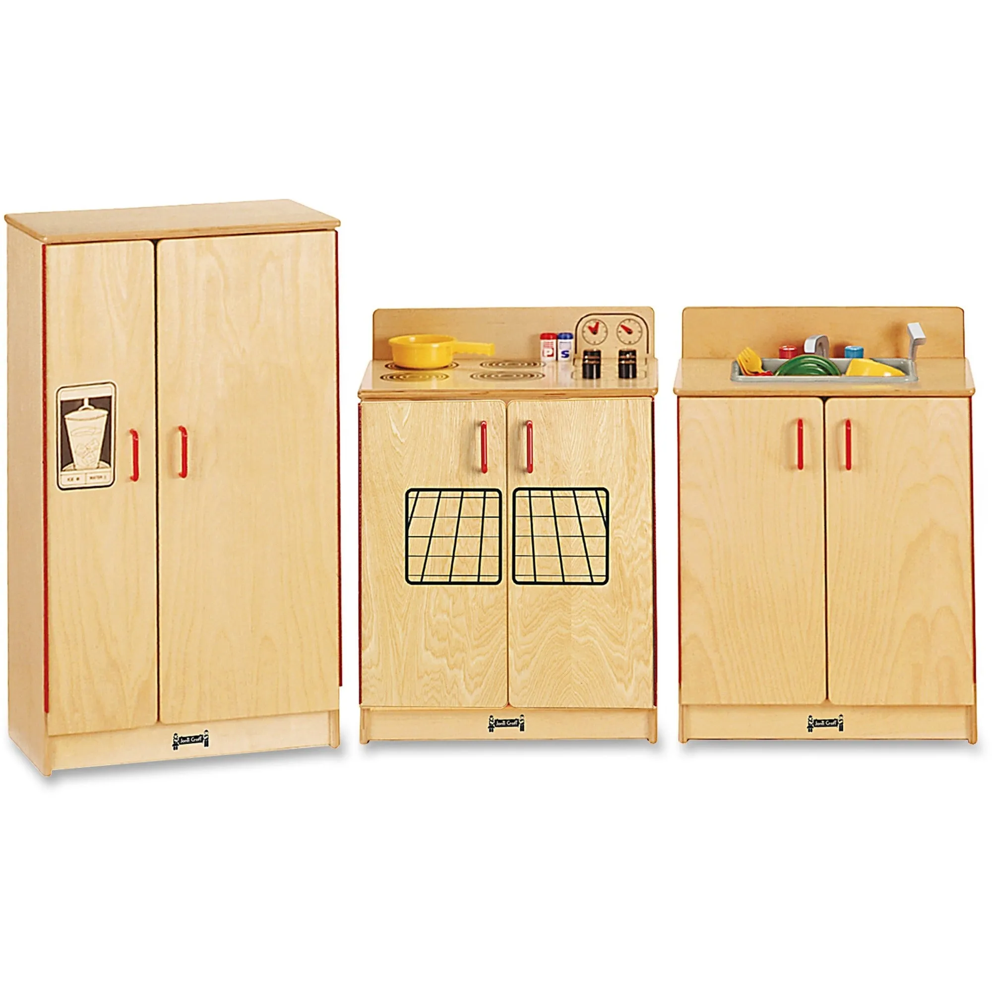 Jonti-Craft - Rainbow Accents Natural Birch 3-piece Play Kitchen Set
