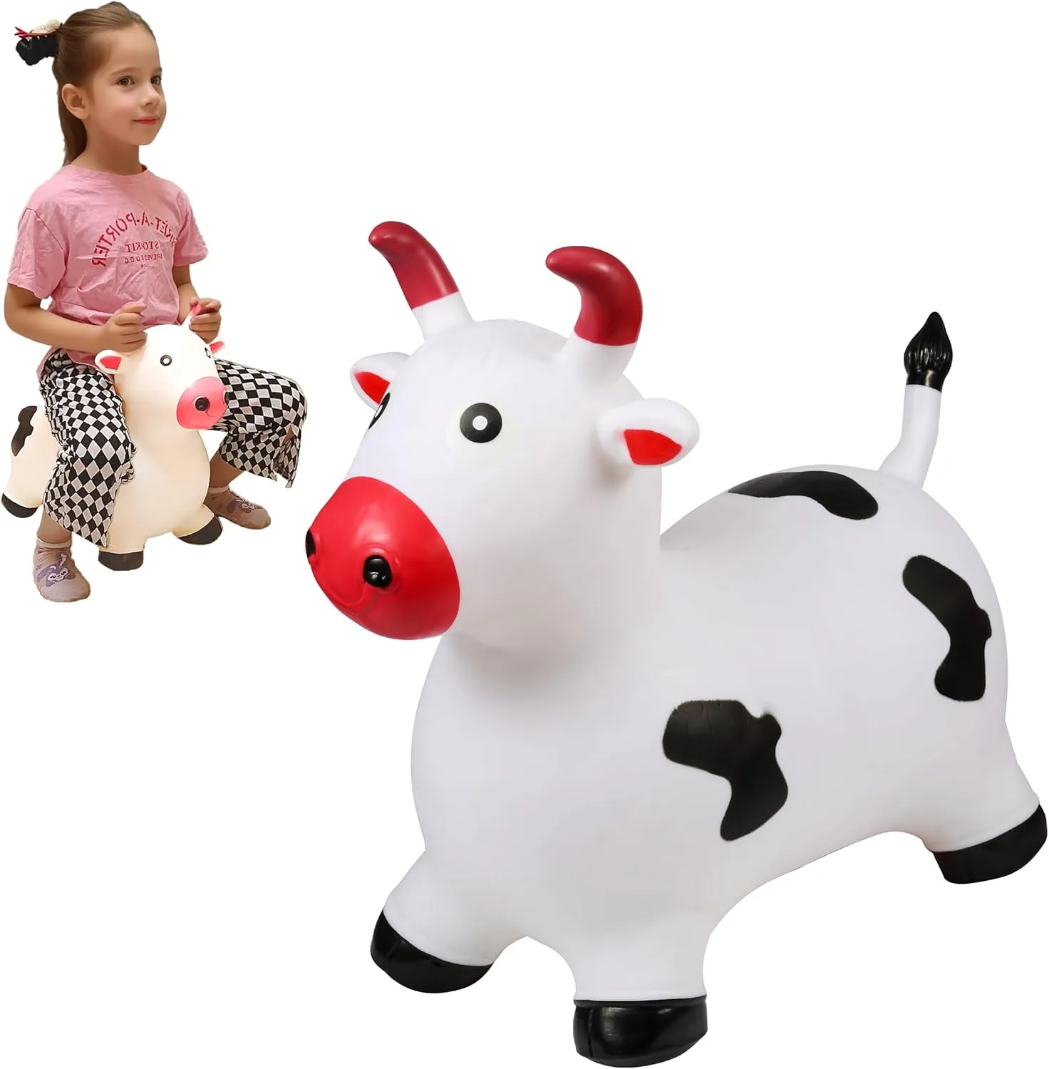 Jumping Animals,Bouncy Inflatable Bull Jumps,Holiday Birthday Gift annex cognition feasibility 18 Months 2 3 4 5 6 Bouncy Cow for Kids,Ride on Hopping Toy Outdoor Indoor Inflatable 
