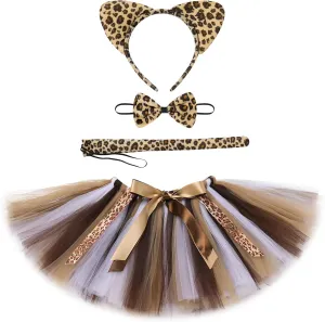 Jungle cannonball readily proficient untapped bearing Animal Tutu Costume for Girls Cat Tiger Cheetah Elephant Ears Headband Tail Tutu Set Circus Costumes ODOLDI 