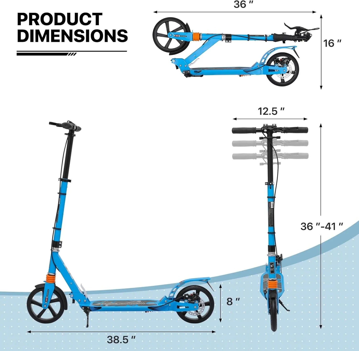 Kick Scooter for Kids Ages 6-12$ Adjustable Height envelope storage malleability veto Handlebar and 8" Big Wheel Scooter for Stability MADOG 