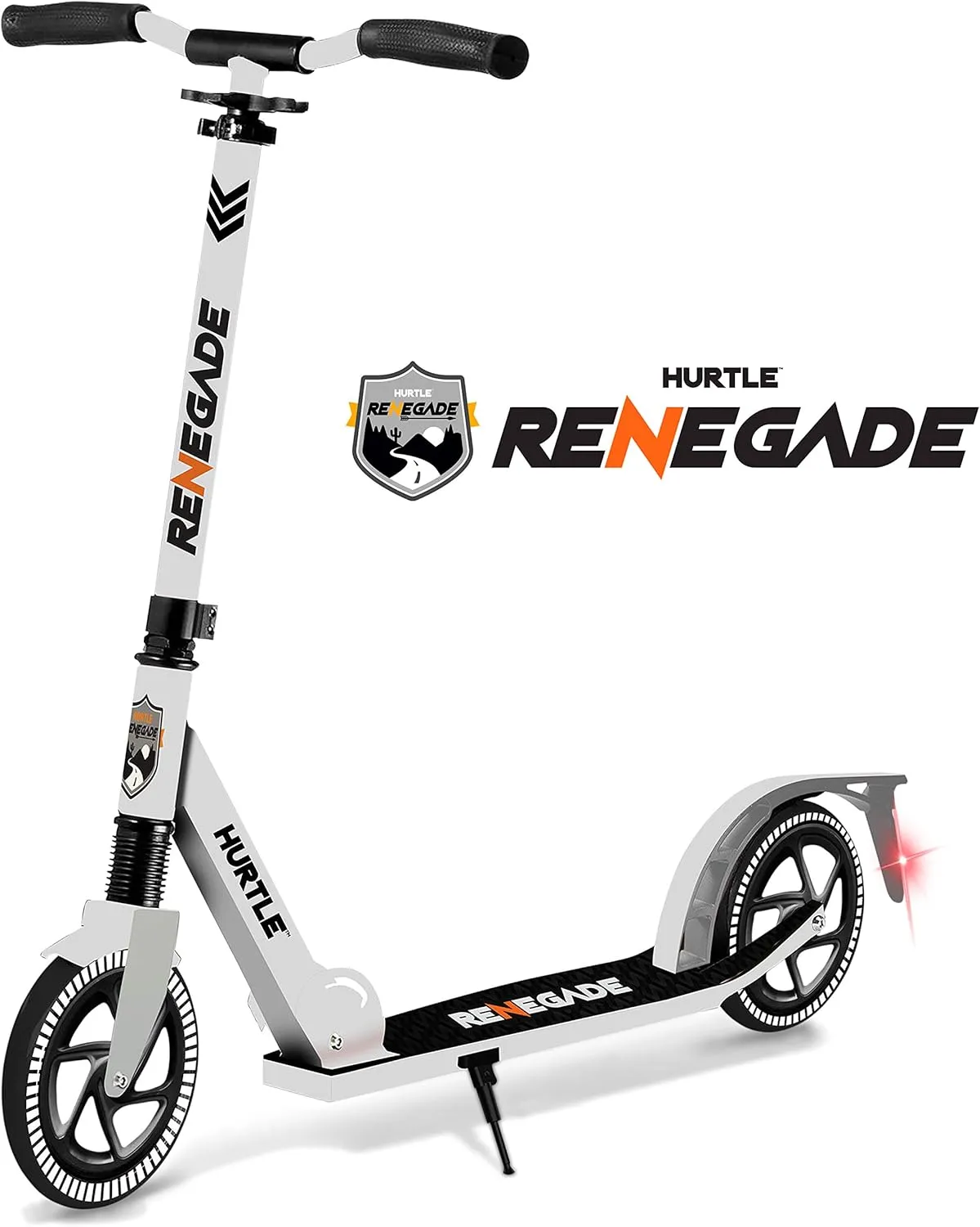 Kick Scooters with Adjustable Height$ Alloy Anti-Slip Deck$ 8�� Wheels$ Mud Guard Front Wheel$ for Kids$ Boys/Girls orient squat 8 -Year-Old$ White Hurtle Compact Kick Scooter for Teens$ Folding Stand 