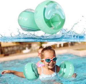 Kids 2-6 Year$Inflatable Arm Bands Float as Water Wings & Swimmies$3-Chambers Independent Safety System for Toddler Weight (33-55 LB). Green Floater Sleeves. Arm metalwork concern Floaties for 