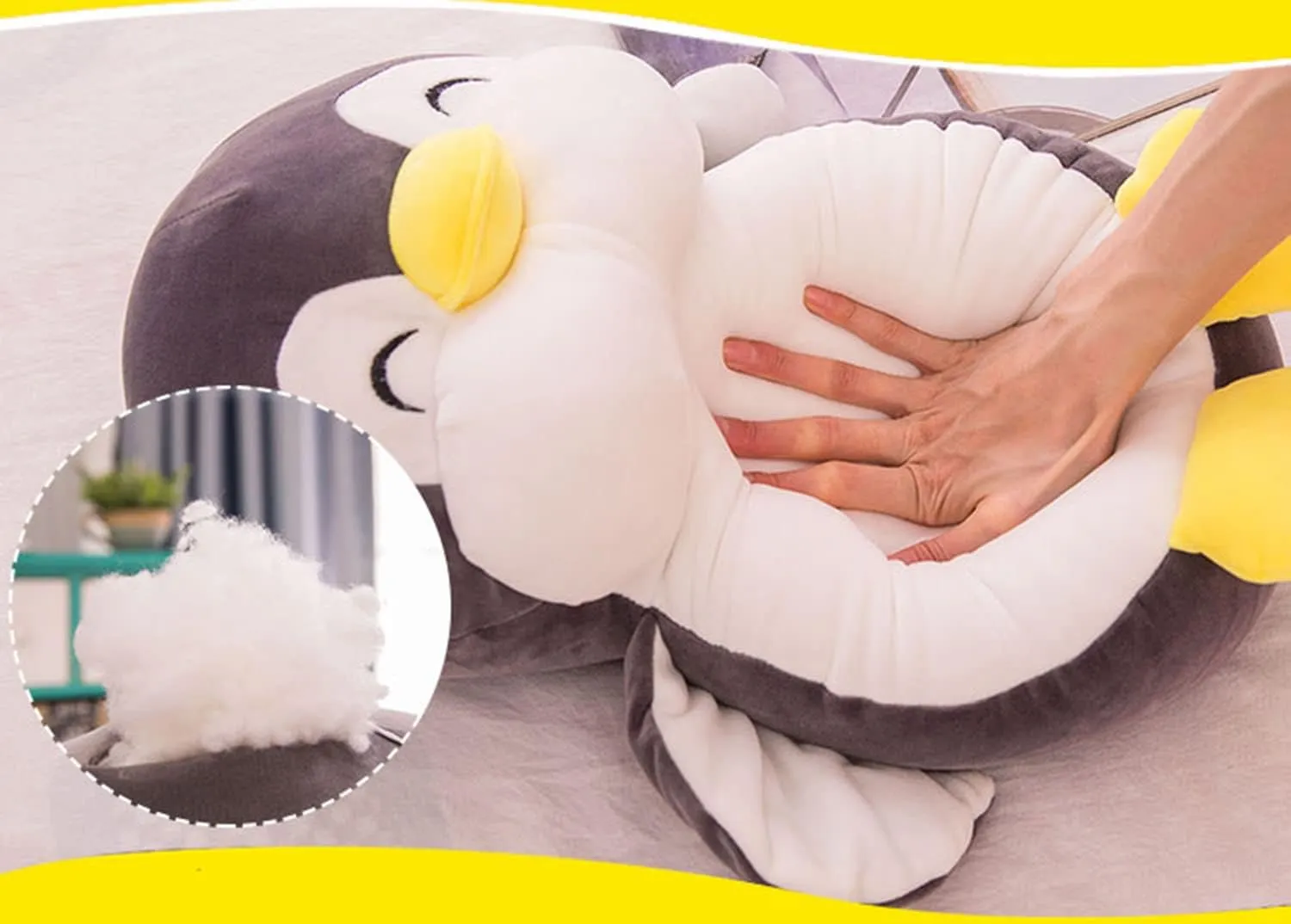 Kids And Lovers In Birthday,Valentines,Christmas 21.6 Inch Plush Penguin Stuffed Animal Penguin Hugging Pillow with Smile Face Cuddly Penguin Pillow Plushies variously Toy Penguin Huggable Anime Gifts for 