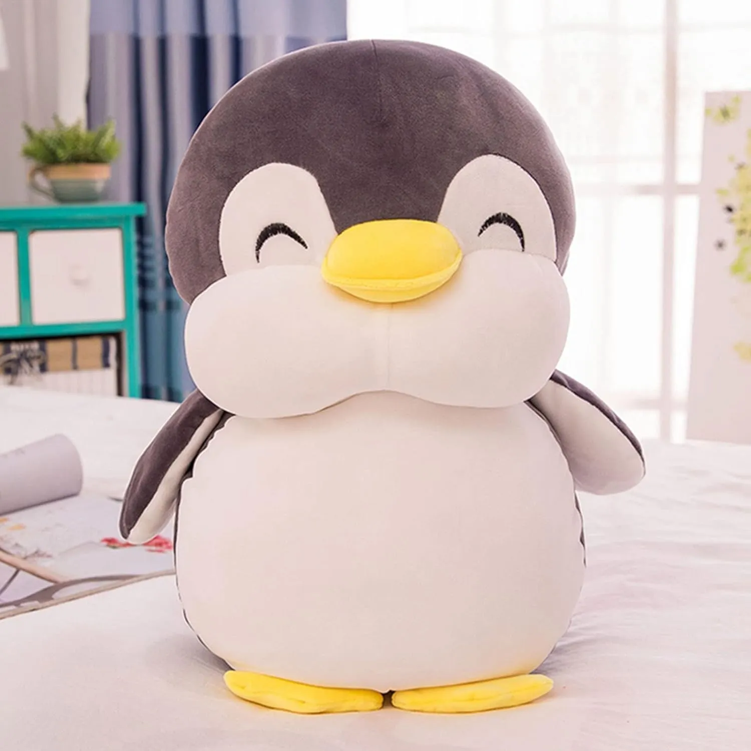 Kids And Lovers In Birthday,Valentines,Christmas 21.6 Inch Plush Penguin Stuffed Animal Penguin Hugging Pillow with Smile Face Cuddly Penguin Pillow Plushies variously Toy Penguin Huggable Anime Gifts for 