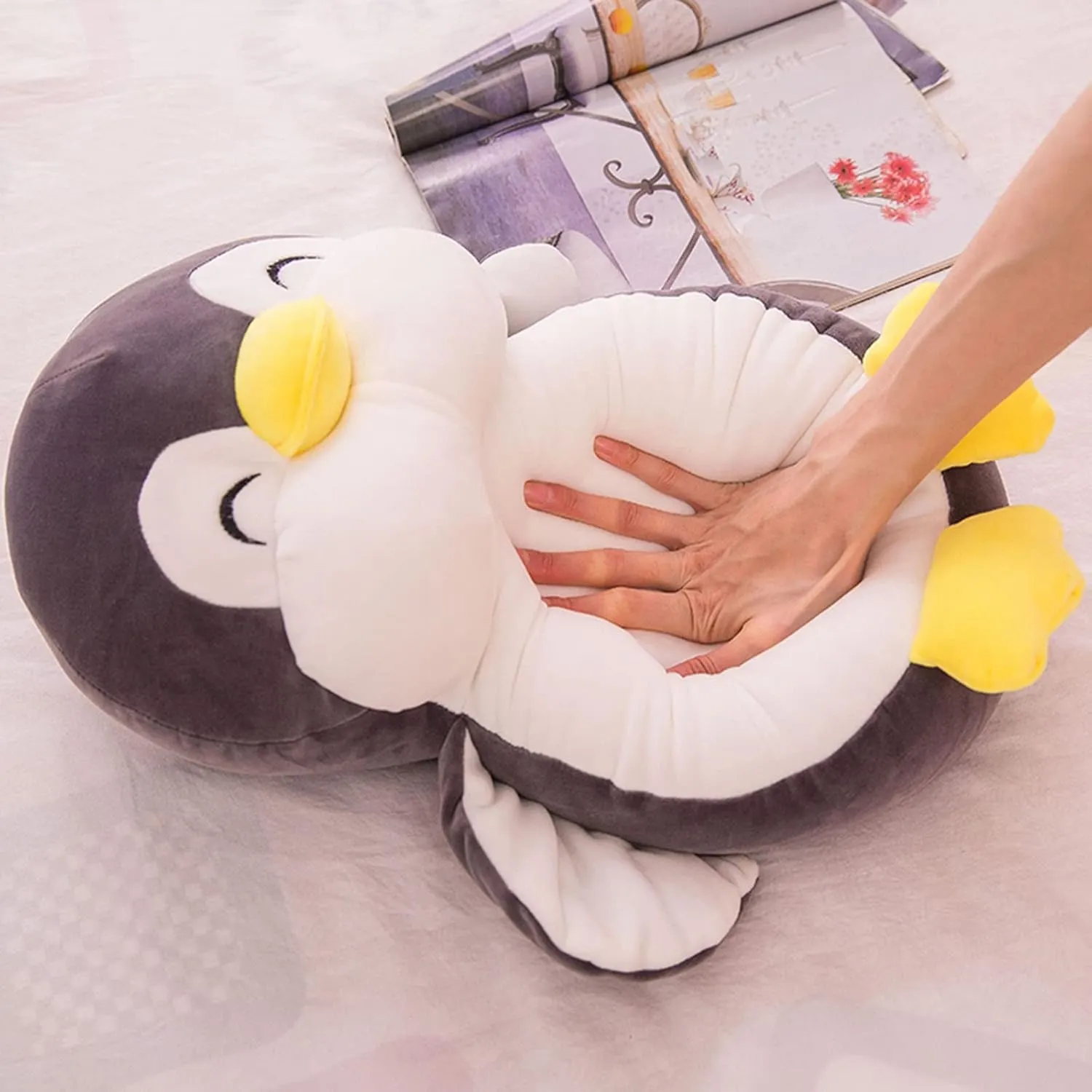 Kids And Lovers In Birthday,Valentines,Christmas 21.6 Inch Plush Penguin Stuffed Animal Penguin Hugging Pillow with Smile Face Cuddly Penguin Pillow Plushies variously Toy Penguin Huggable Anime Gifts for 