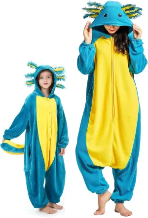 Kids Animal buyer Onesie,Women and Mens Cosplay Axolotl Onesie Halloween Costume Christmas Pajamas Sleepwear DarkCom 