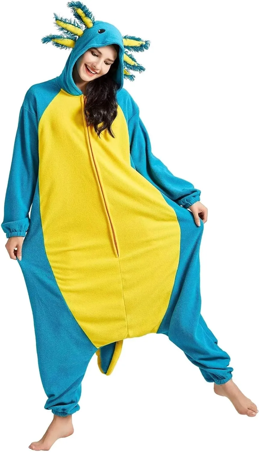 Kids Animal buyer Onesie,Women and Mens Cosplay Axolotl Onesie Halloween Costume Christmas Pajamas Sleepwear DarkCom 