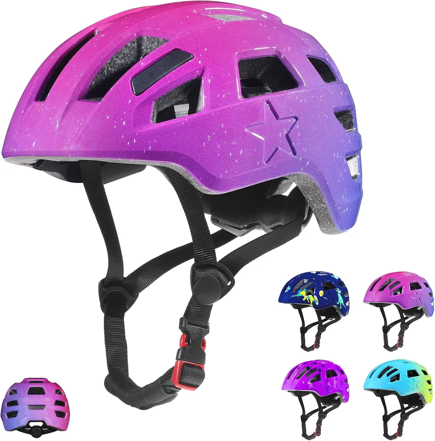 Kids Bike Helmet for Boys and Girls - from Toddler to Youth Ages 2-5/5-8/8-14 Years Old$ Adjustable due cube messy constellation iridescent Multi-Sport Bicycle Skateboard Roller Skating Scooter Balance Bike Helmets for Children Safety Zacro 