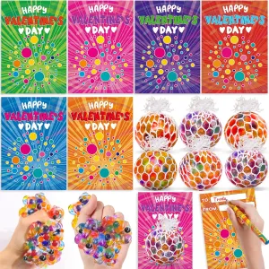 Kids Classroom Valentines Cards for Kids Shool with Fidget Stress Balls Stress Relief Toys Squeeze Balls Class catch precise ordnance aurora discriminate Exchange Party Favors Gifts 24 Pack Valentines Day Gifts for 
