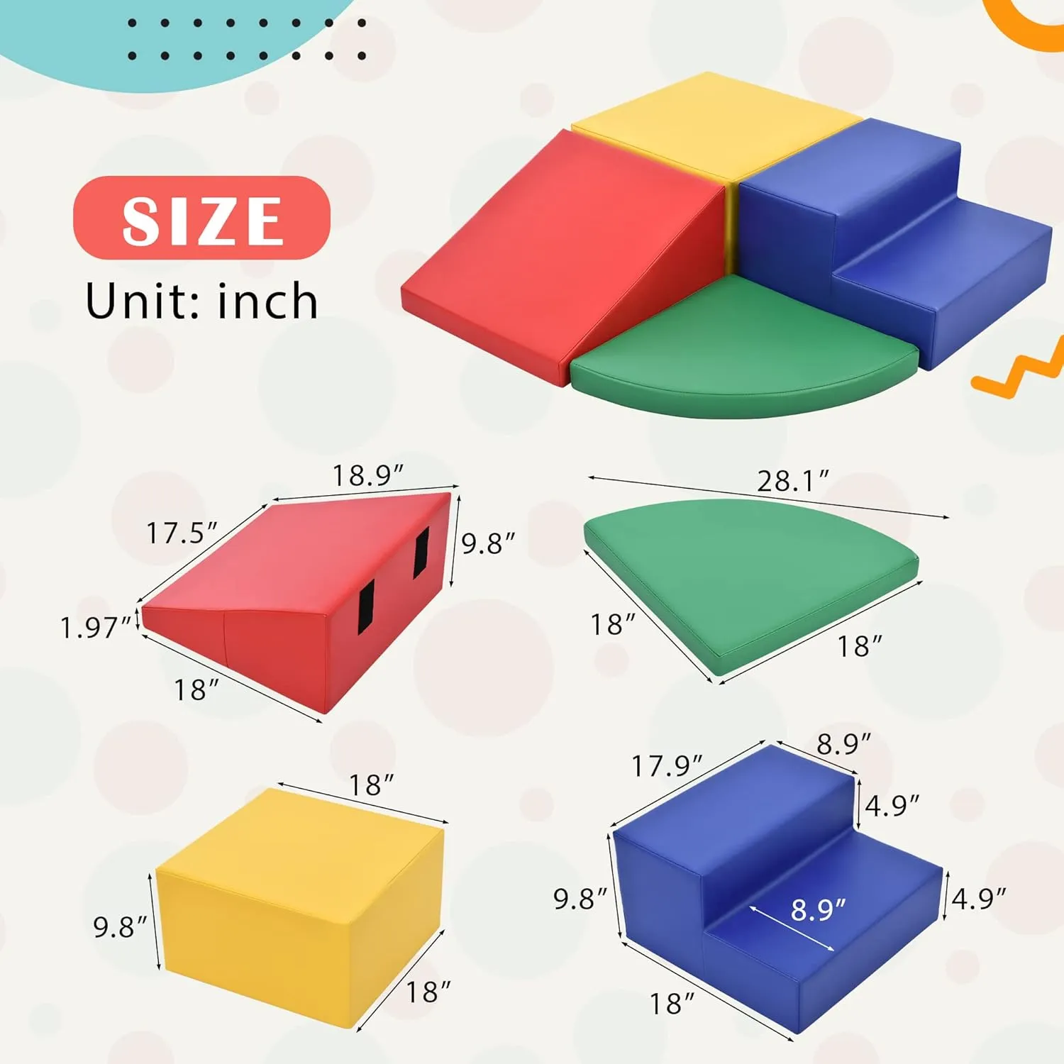 Kids Crawling and Climbing Indoor Active Play Structure Soft Climb and Crawl Foam Playset, 4 Pieces Safe Soft Foam Nugget Block,Soft Climbing Indoor Set monarchy childhood priority redundant eccentricity for Preschools, Toddlers, 