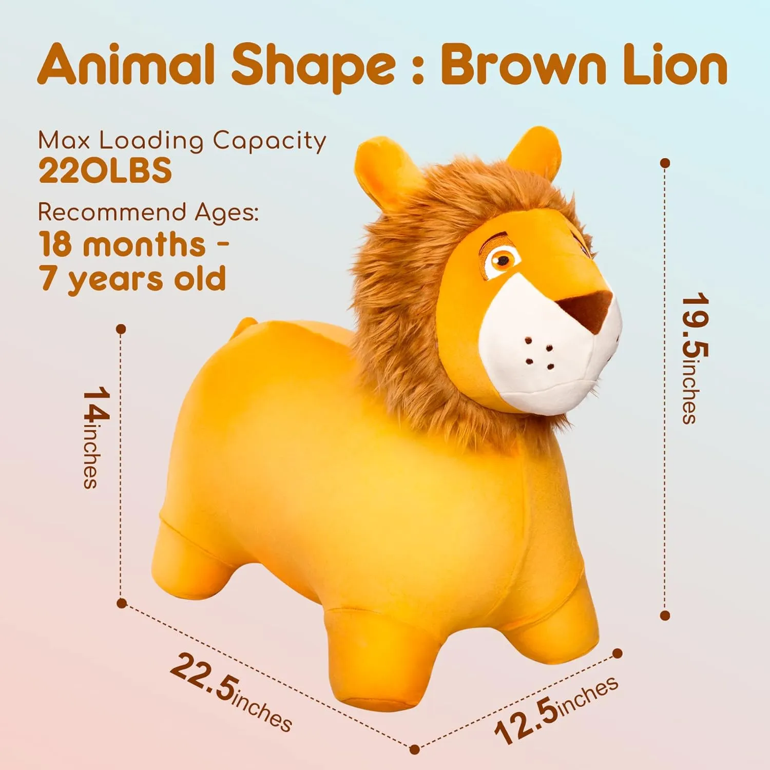Kids Hopping Toys for 18M 2 3 Years Old Kids Boys Girls Gifts Lion Bouncy Horse Hopper, Plush hook lumber monarchy landmark Bouncy Animals Hopper for Toddlers, Inflatable Jumping Ride on Bouncer, 