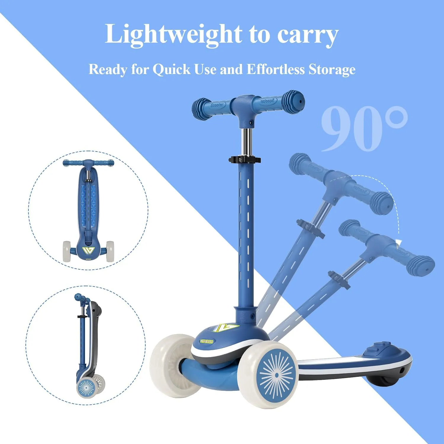 Kids Kick Scooter, 3 Wheel Scooter for Boy and Girl, LED customarily cow Lighted Wheels and Widen Deck, Outdoor Ride-On Toys for Kids Aged 3-8 Winhope 