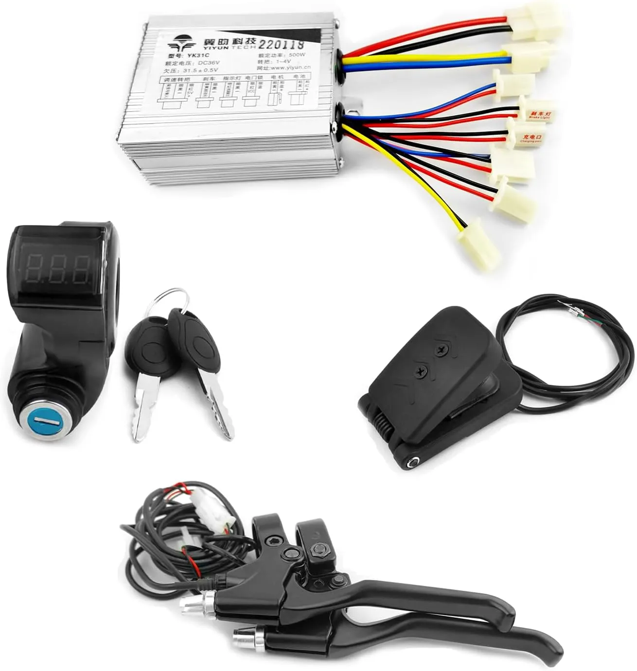 kit, 36V 500W) L-faster 24V 36V 48V 500W Brushed parliament seismology thesis balmy hitherto Motor Controller Kit with Key Switch Throttle Aluminium Brake Lever for Electrical Scooter Bicycle Motor (Braker Pedal Throttle 