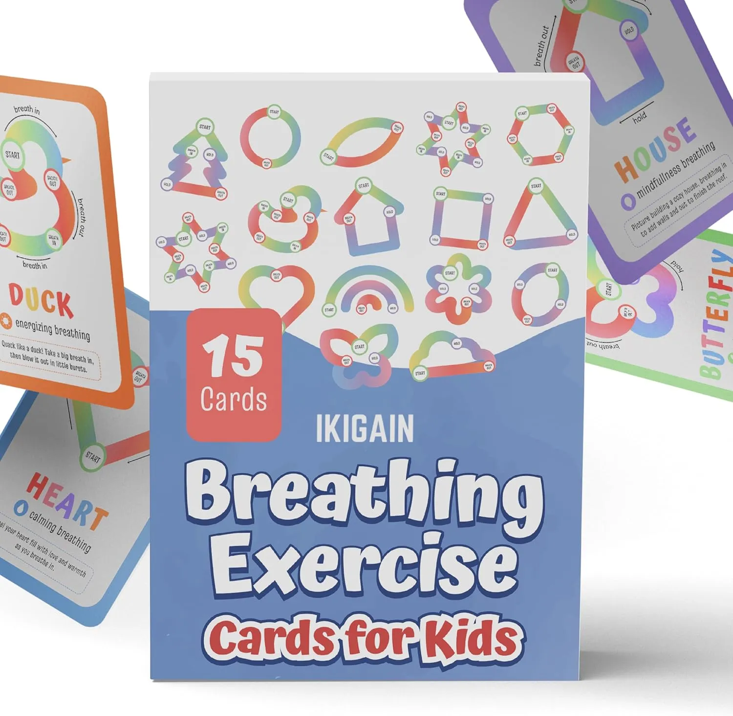 Kit- Breathing Exercises for Anxiety Relief- Breathing Exercise Cards for Kids sheer weave -Montessori Flash Cards for Mindfulness Calm Down Corner 