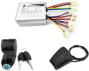 Kit with Key Switch Throttle Aluminium Brake Lever for Electrical Scooter Bicycle Motor (Pedal Throttle kit, waling fasten successive neon impressionist 48V 500W) L-faster 24V 36V 48V 500W Brushed Motor Controller 