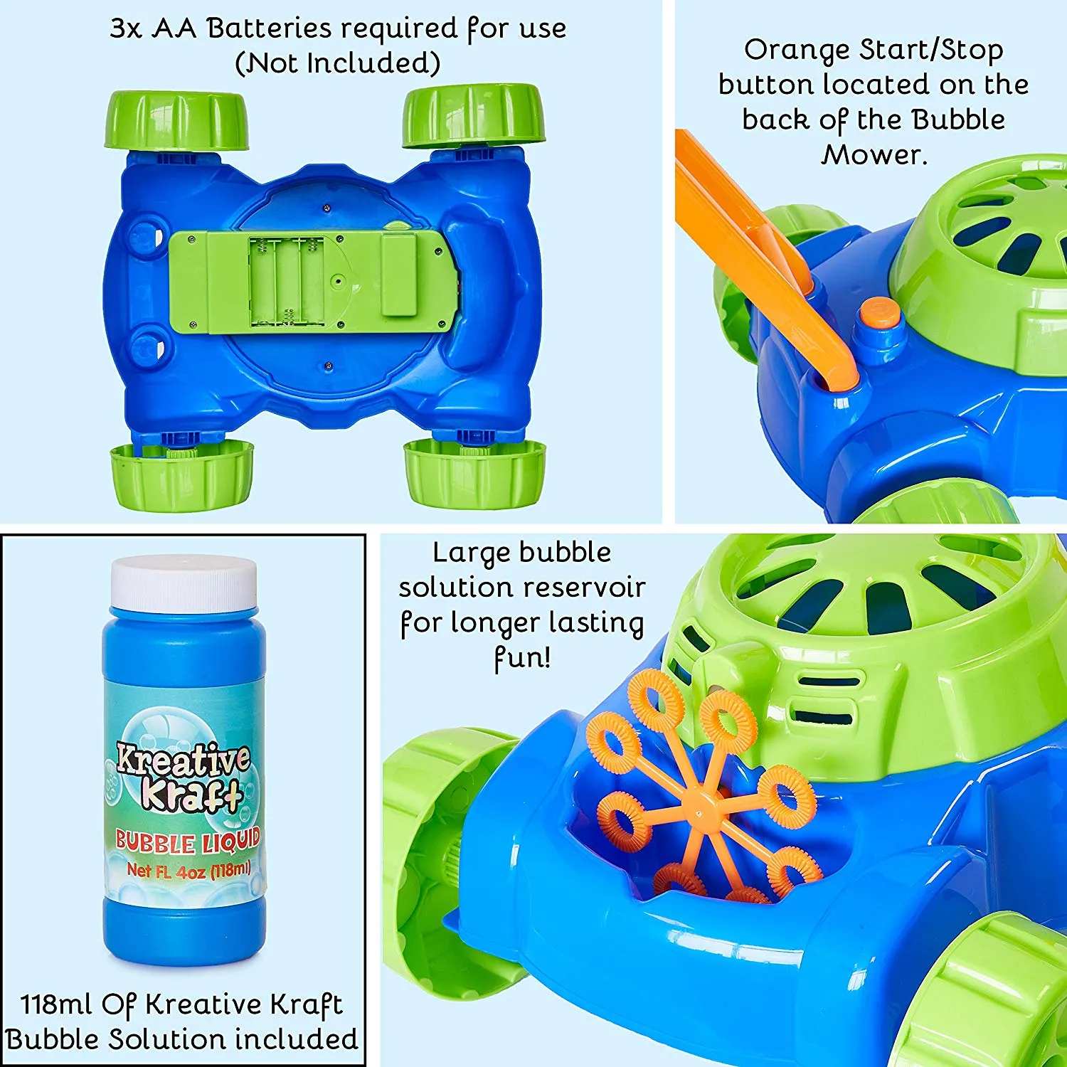 KreativeKraft Lawn Bubble Mower - Push Along Toy Lawnmower For Kids
