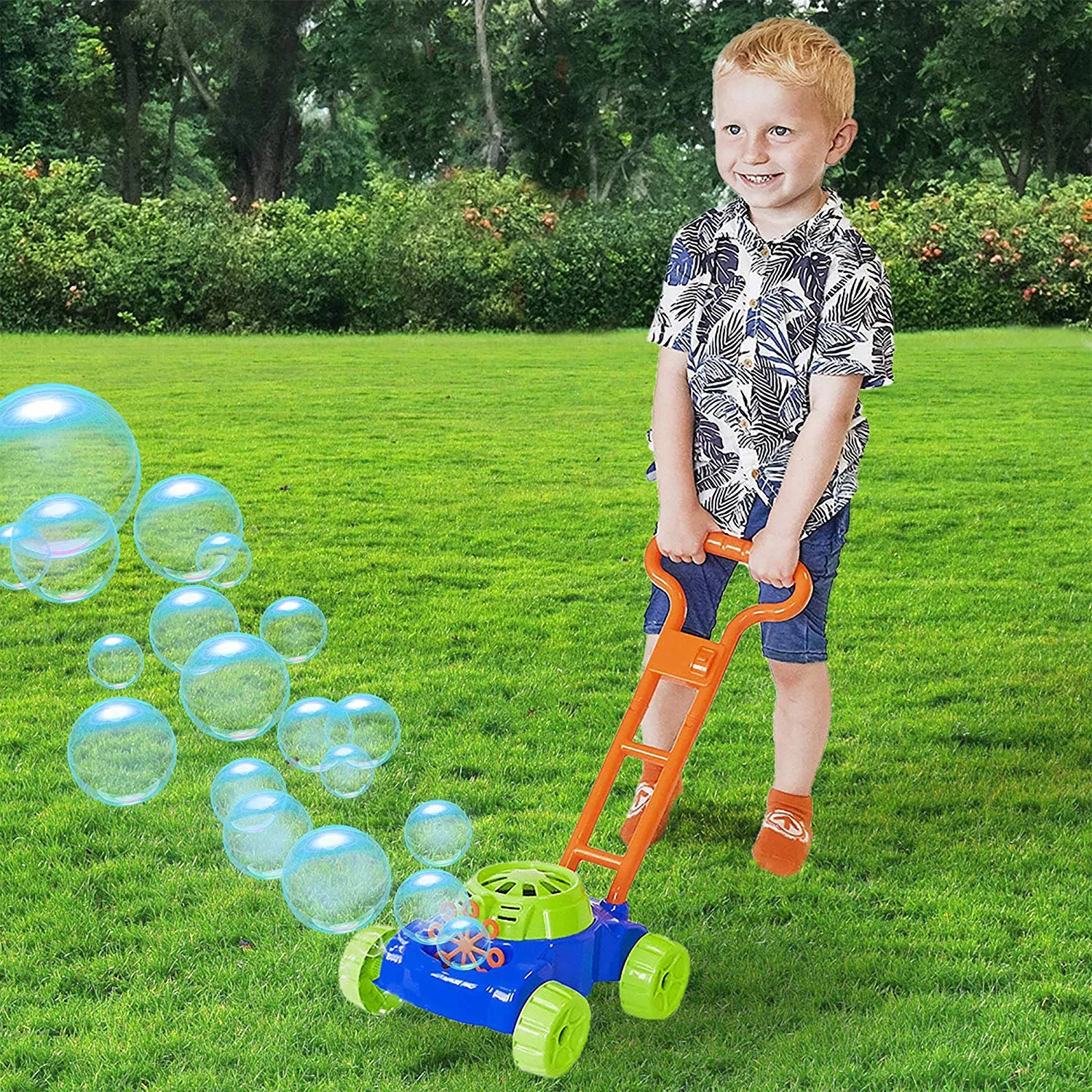 KreativeKraft Lawn Bubble Mower - Push Along Toy Lawnmower For Kids